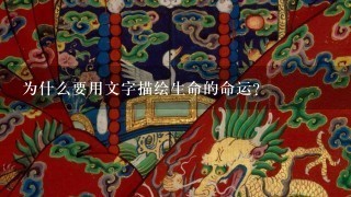 为什么要用文字描绘生命的命运?